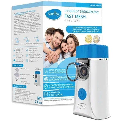 Sanity Fast Mesh Inhalator siateczkowy HNK-MESH-01, 1 sztuka - Nebulizator bezprzewodowy