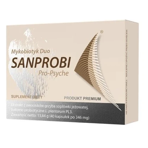 Sanprobi Pro-Psyche, 40 kapsułek - Wsparcie mikrobioty i naturalnej równowagi organizmu