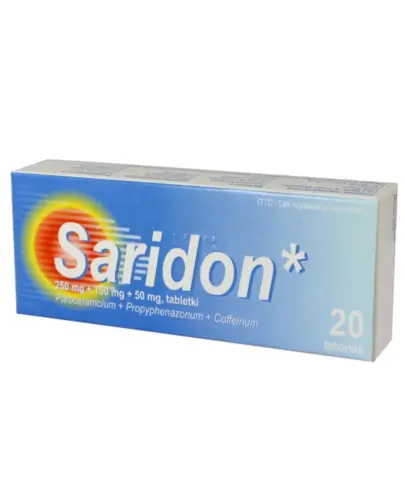 Saridon Medezin (import równoległy), 20 tabletek - Działające przeciwbólowo i przeciwgorączkowo