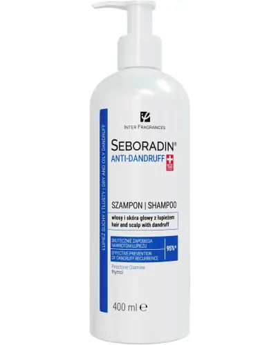Seboradin Anti Dandruff Szampon przeciwłupieżowy, 400 ml - Zmniejsza objawy łupieżu suchego i tłustego