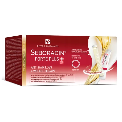 Seboradin Forte Plus Zestaw, 24 ampułki + 4 sztuki serum - Kuracja na wypadanie włosów
