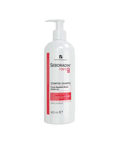 Seboradin Forte Szampon przeciw wypadaniu włosów, 400 ml  - Do pielęgnacji włosów i skóry głowy w przypadku łysienia androgenowego