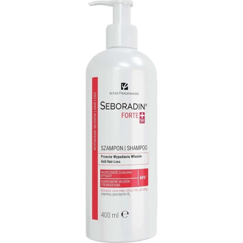 Seboradin Forte Szampon przeciw wypadaniu włosów, 400 ml  - Do pielęgnacji włosów i skóry głowy w przypadku łysienia androgenowego