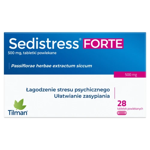 Sedistress Forte 500 mg, 28 tabletek - Z męczennicą łagodzącą objawów stresu psychicznego