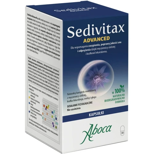 Aboca Sedivitax Advanced, krople 30 ml - Krople z melisą, męczennicą cielistą i kozłkiem lekarskim, wspomagają poprawę jakości snu