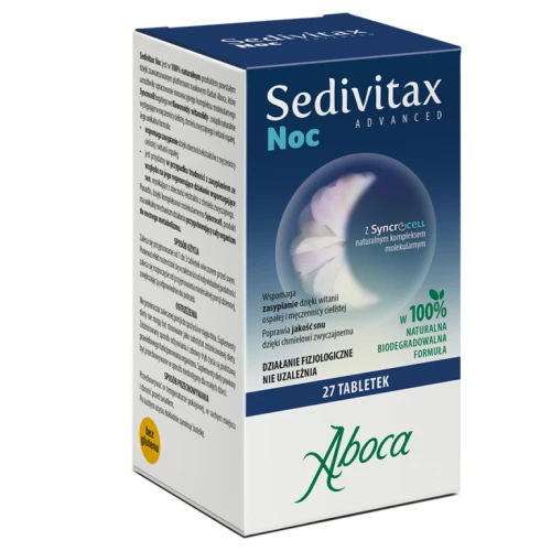 Aboca Sedivitax Noc Advanced, 27 tabletek - Z kompleksem molekularnym Syncrocell - wsparcie zasypiania