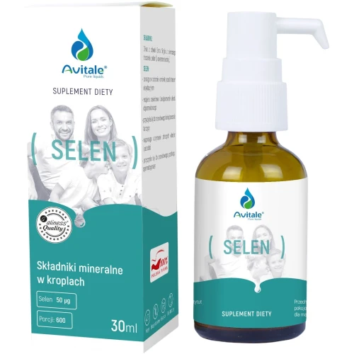 Avitale Selen ( L-selenometionina) 50µg Krople, 30 ml - Selen rozpuszczony w oliwie z oliwek