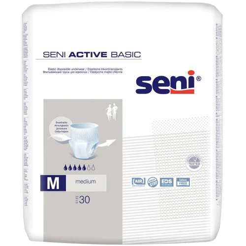Seni Active Basic Majtki chłonne M, 30 sztuk - Na nietrzymanie moczu dla kobiet i mężczyzn