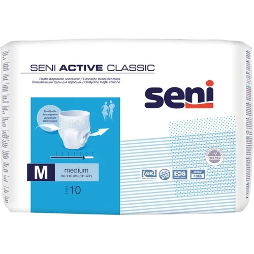 Seni Active Classic Majtki chłonne M, 10 sztuk - Jednorazowa bielizna chłonna dla kobiet i mężczyzn