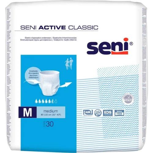 Seni Active Classic Majtki chłonne M, 30 sztuk - Jednorazowa bielizna chłonna dla kobiet i mężczyzn