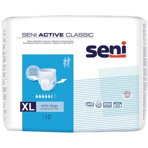 Seni Active Classic Majtki chłonne XL, 10 sztuk - Jednorazowa bielizna chłonna dla kobiet i mężczyzn