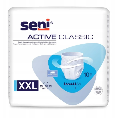 Seni Active Classic Majtki Chłonne XXL dla dorosłych, 10 sztuk - Pieluchomajtki dla dorosłych