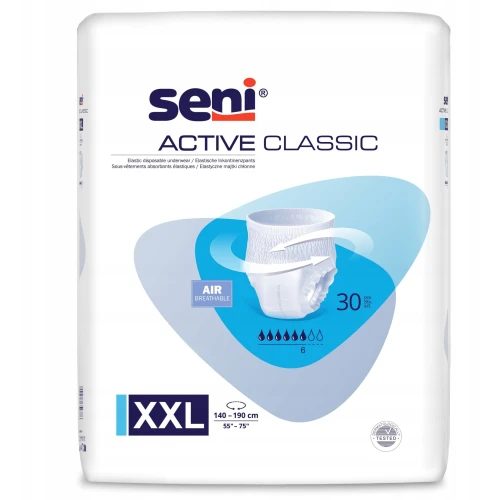 Seni Active Classic Majtki Chłonne XXL dla dorosłych, 30 sztuk - Pieluchomajtki dla kobiet i mężczyzn