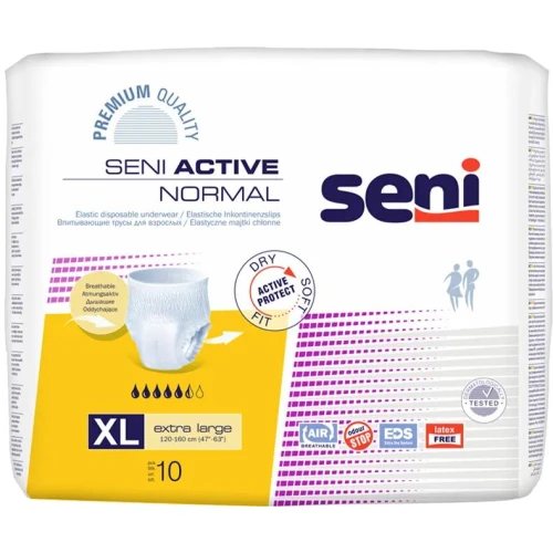 Seni Active Normal Majtki chłonne XL, 10 sztuk - Elastyczne, jednorazowego użytku dla osób z lekkim i średnim stopniem nietrzymania moczu