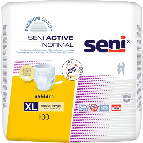 Seni Active Normal Majtki chłonne XL, 30 sztuk - Elastyczne, jednorazowego użytku dla osób z lekkim i średnim stopniem nietrzymania moczu