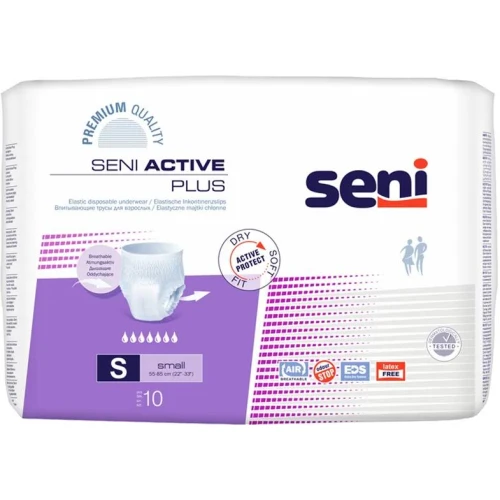 Seni Active Plus Majtki chłonne S, 10 sztuk - Elastyczne, jednorazowego użytku dla osób ze średnim i ciężkim stopniem nietrzymania moczu