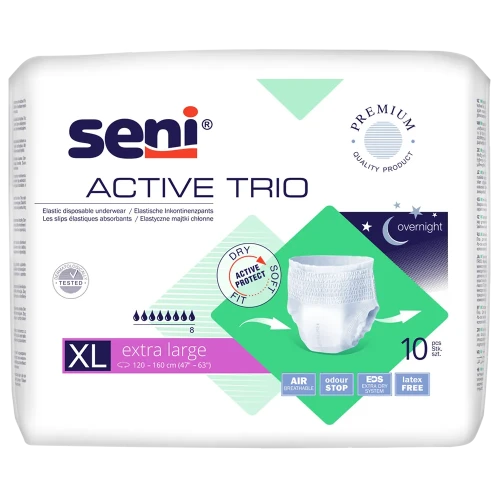 Seni Active Trio Majtki chłonne XL, 10 sztuk - Elastyczne, jednorazowego użytku dla osób z ciężkim stopniem nietrzymania moczu