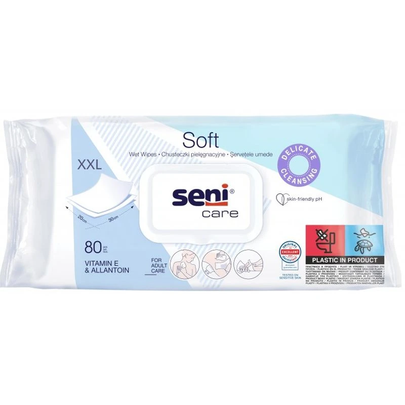 Seni Care Soft Chusteczki pielęgnacyjne XXL, 80 sztuk - Do higieny i pielęgnacji
