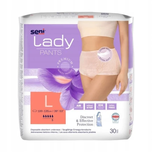 Seni Lady Pants Majtki chłonne dla kobiet L, 30 sztuk - Skutecznie chłoną wilgoć i wiążą ją w żel