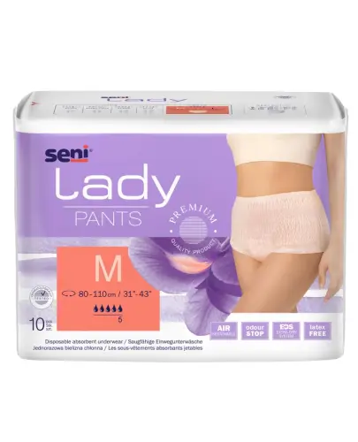 Seni Lady Pants M Majtki chłonne, 10 sztuk - Dla kobiet z lekkim i średnim nietrzymaniem moczu