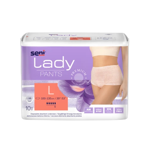 Seni Lady Pants L Majtki chłonne, 10 sztuk - Dla kobiet z lekkim i średnim nietrzymaniem moczu