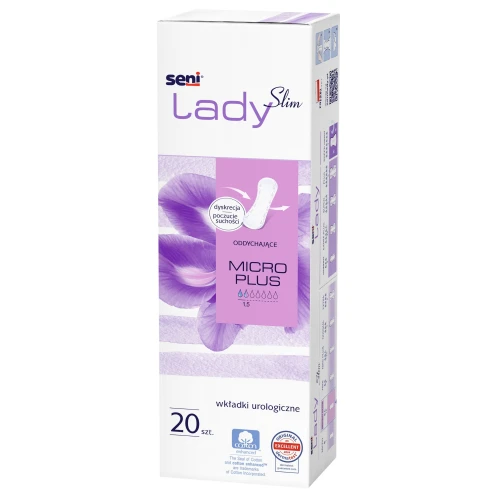 Seni Lady Slim Micro Plus Wkładki urologiczne dla kobiet, 20 sztuk - Ultracienkie wkładki na kropelkowe nietrzymanie moczu