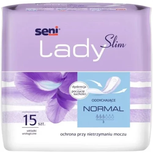 Seni Lady Slim Normal Wkładki urologiczne dla kobiet, 15 sztuk - Zabezpieczają przy lekkim nietrzymaniu moczu