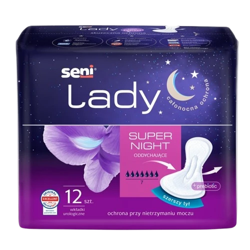 Seni Lady Super Night Wkładki urologiczne, 12 sztuk - Wygodne i dyskretne, które pełnią nocną ochronę