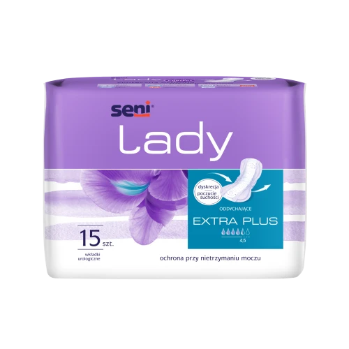 Seni Lady Extra Plus Wkładki urologiczne dla kobiet, 15 sztuk - Zabezpieczają przy lekkim i średnim nietrzymaniu moczu