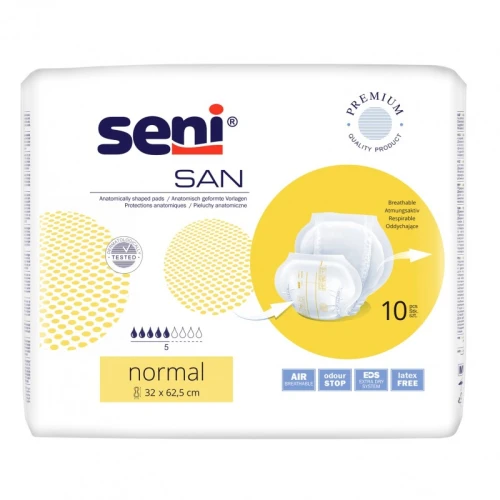 Seni San Normal Pieluchy anatomiczne, 10 sztuk - Na średnie nietrzymanie moczu