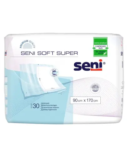Seni Soft Super 90 cm x 170 cm Podkłady higieniczne, 30 sztuk - Oferujące wysoką chłonność i miękkość