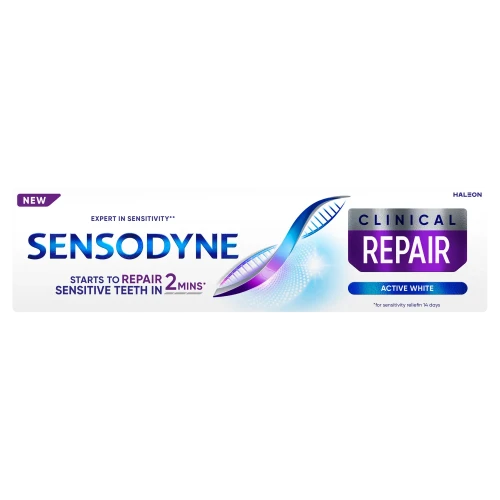 Sensodyne Clinical Repair Active White Pasta do zębów z fluorkiem, 75 ml - Łagodzi ból wrażliwych zębów
