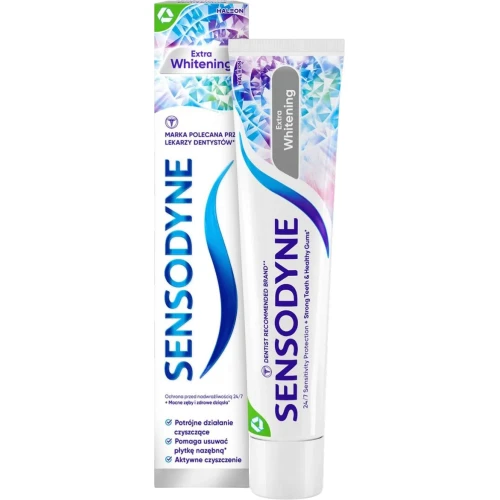 Sensodyne Extra Whitening Pasta do zębów, 75 ml - Dla osób z problemem wrażliwych zębów