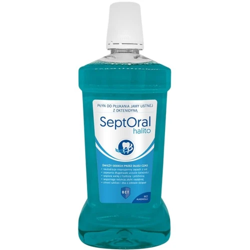 SeptOral Halito Płyn do płukania jamy ustnej z oktenidyną, 500 ml - Skuteczna ochrona przed halitozą i płytką nazębną