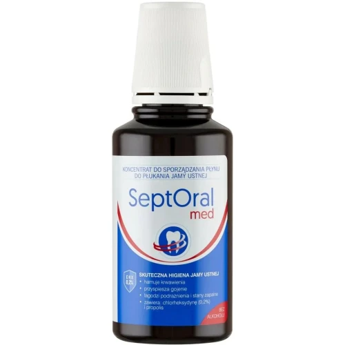 SeptOral Med Koncentrat do sporządzania płynu do płukania jamy ustnej, 200 ml - Antyseptyczna ochrona i łagodzenie podrażnień