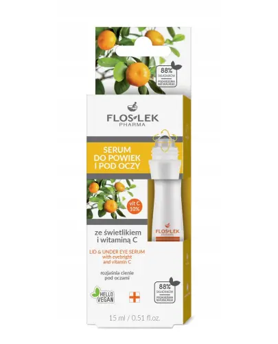 Floslek serum do powiek i pod oczy, 15 ml - Z witaminą C 10%, zmniejsza widoczne cienie, redukuje worki i podpuchnięcia