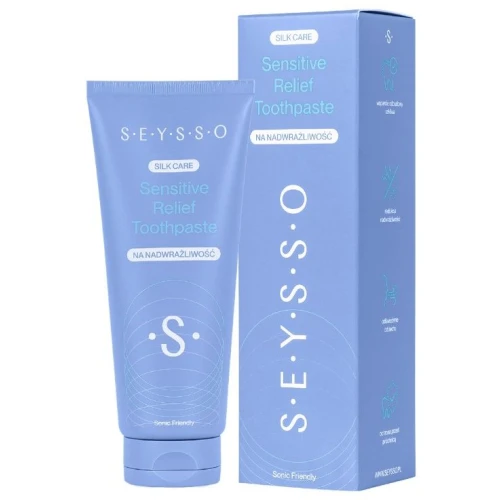 Seysso Silk Care Sensitive Relief Pasta na nadwrażliwość, 75 ml - Z fluorem 1450 ppm, azotanem potasu i nanohydroksyapatytem