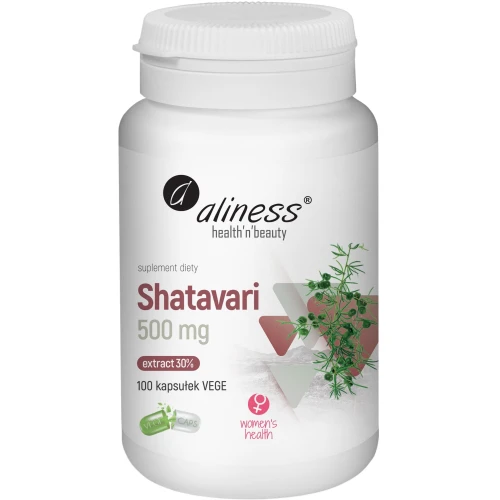 Aliness Shatavari Ekstrakt 30% 500 mg, 100 kapsułek - Standaryzowany ekstrakt z korzenia shatavari z saponinami
