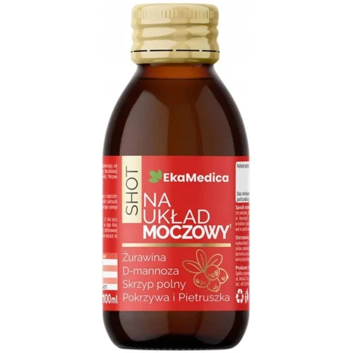 EkaMedica Shot Na układ moczowy, 100 ml -  Sok z żurawiny, ekstrakty roślinne z D-mannozą i witaminą C
