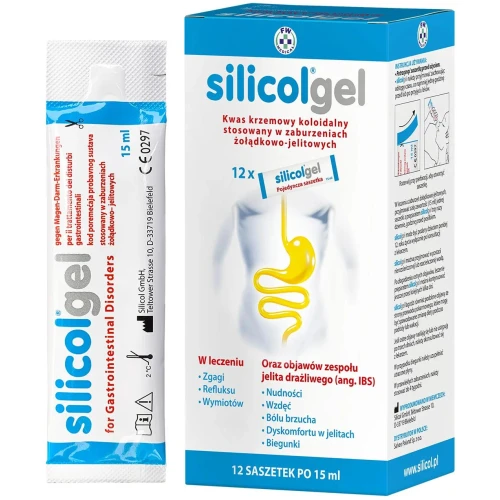 Silicolgel żel doustny, 15 ml x 12 saszetek - Na zaburzenia żołądkowo-jelitowe i objawy IBS