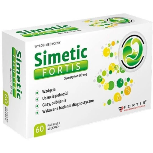 Simetic Fortis 80 mg, 60 kapsułek - Symetykon na wzdęcia