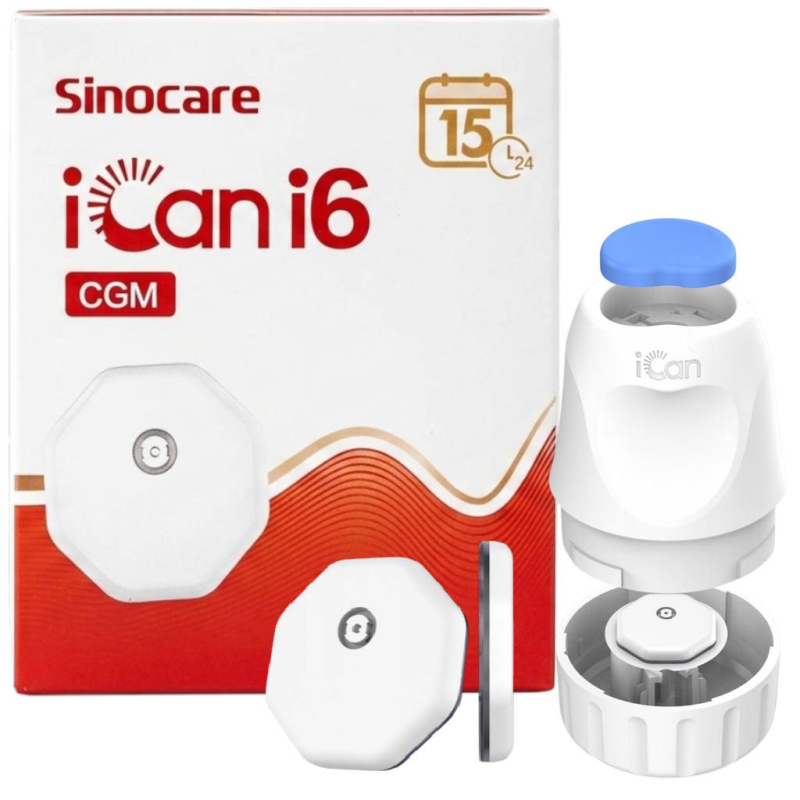 Sinocare iCan i6 CGM system do ciągłego monitorowanie glikemii, 1 sztuka - Sensor do pomiaru glukozy bez nakłuwania dla dzieci i dorosłych