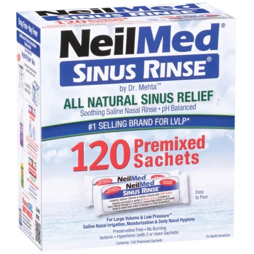 NeilMed Sinus Rinse, zestaw uzupełniający do płukania zatok, 120 saszetek - Naturalna ulga w zapaleniu zatok i alergii