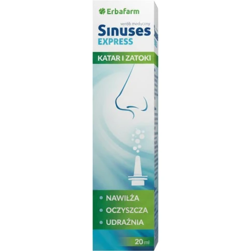 Sinuses Express, spray do nosa, 20 ml - Wspomaga regenerację błony śluzowej nosa