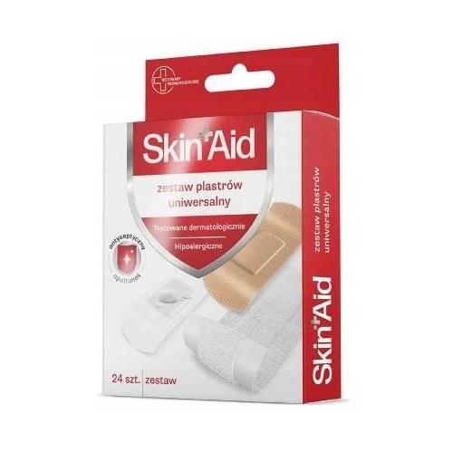 Skin Aid Zestaw plastrów uniwersalny, 24 sztuki - Do opatrywania drobnych ran i skaleczeń