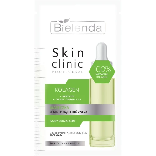 Bielenda Skin Clinic Professional Kolagen Maseczka maseczka regenerująco-odżywcza, 8 g - Z wegańskim kolagenem i peptydami