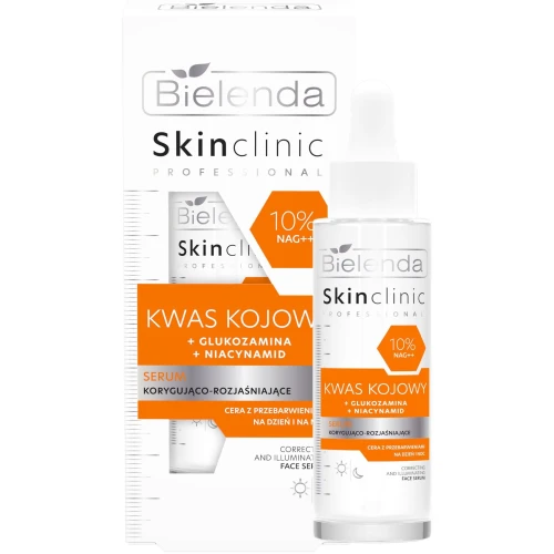 Bielenda Skin Clinic Professional Kwas Kojowy Serum korygująco-rozjaśniające, 30 ml - Na przebarwienia, plamy pigmentacyjne i nierówny koloryt skóry