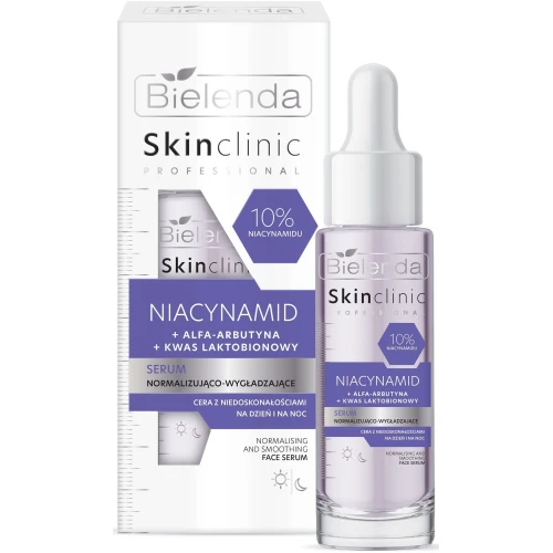 Bielenda Skin Clinic Professional Niacynamid Serum normalizująco-wygładzające, 30 ml - Na niedoskonałości, przebarwienia i rozszerzone pory