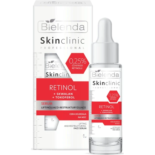 Bielenda Skin Clinic Professional Retinol Serum liftingująco-restrukturyzujące, 30 ml - Z retinolem 0,25% na noc