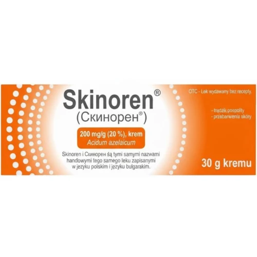 Skinoren 200 mg/g, krem 30 g Medezin (import równoległy) - Z kwasem azelainowym na trądzik